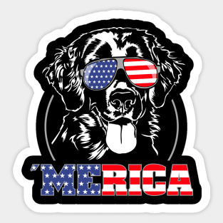 Flat Coated Retriever American Flag Merica patriotic dog Sticker